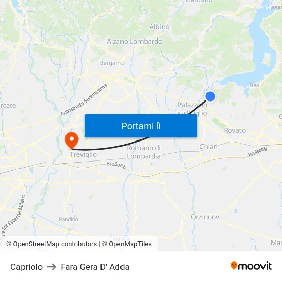 Capriolo to Fara Gera D' Adda map