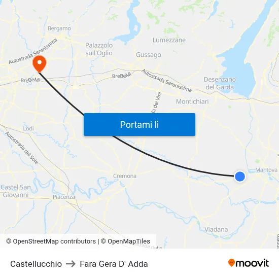 Castellucchio to Fara Gera D' Adda map