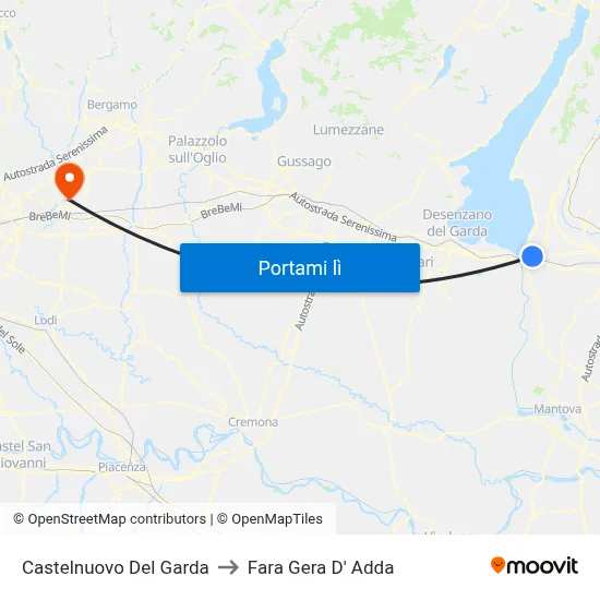 Castelnuovo Del Garda to Fara Gera D' Adda map