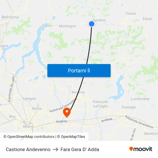 Castione Andevenno to Fara Gera D' Adda map