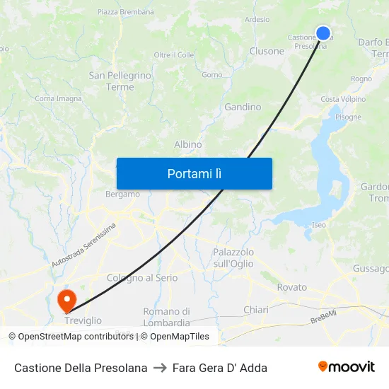 Castione Della Presolana to Fara Gera D' Adda map