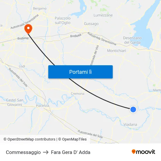 Commessaggio to Fara Gera D' Adda map