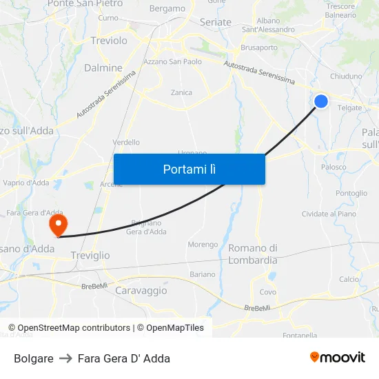 Bolgare to Fara Gera D' Adda map