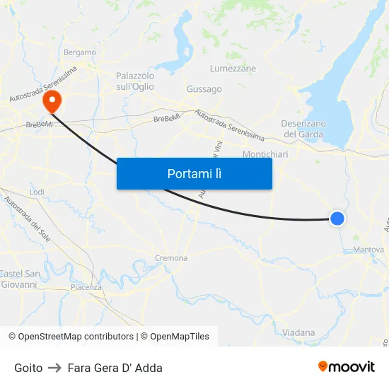 Goito to Fara Gera D' Adda map