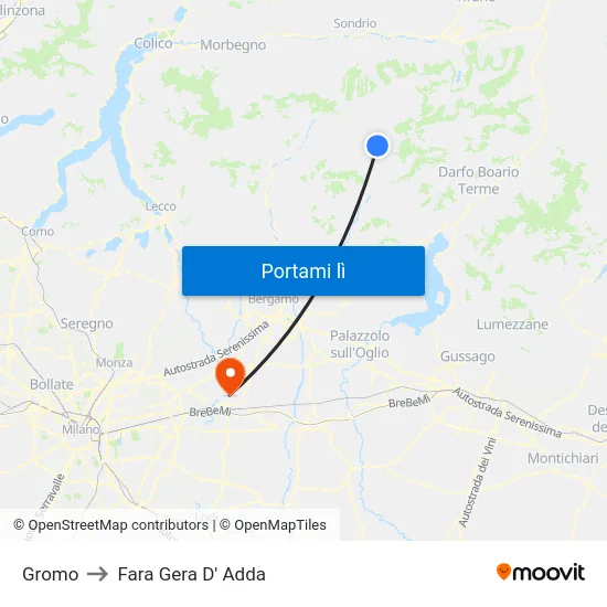 Gromo to Fara Gera D' Adda map
