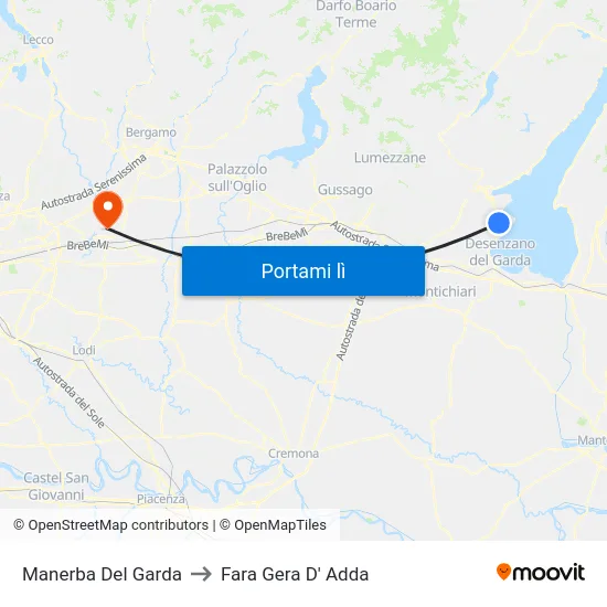 Manerba Del Garda to Fara Gera D' Adda map