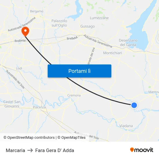 Marcaria to Fara Gera D' Adda map