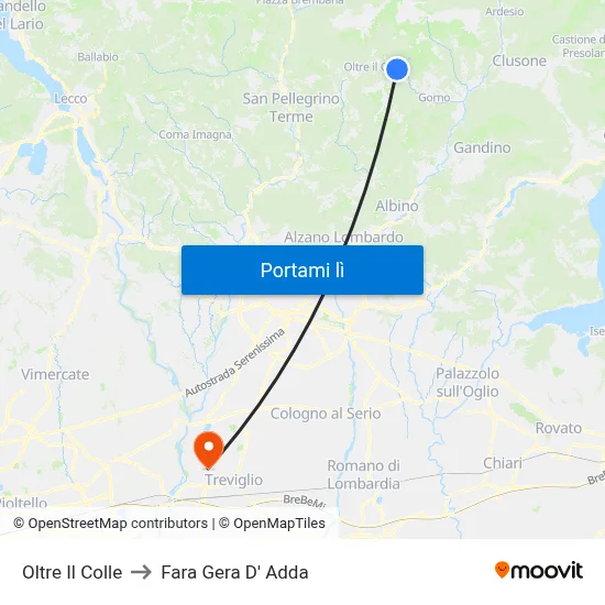 Oltre Il Colle to Fara Gera D' Adda map