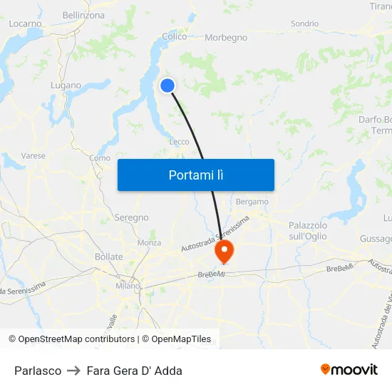 Parlasco to Fara Gera D' Adda map