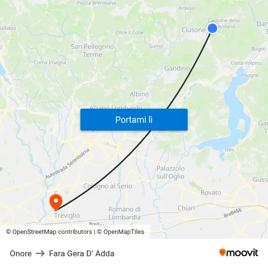 Onore to Fara Gera D' Adda map