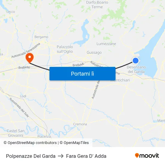 Polpenazze Del Garda to Fara Gera D' Adda map
