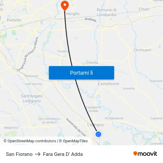 San Fiorano to Fara Gera D' Adda map