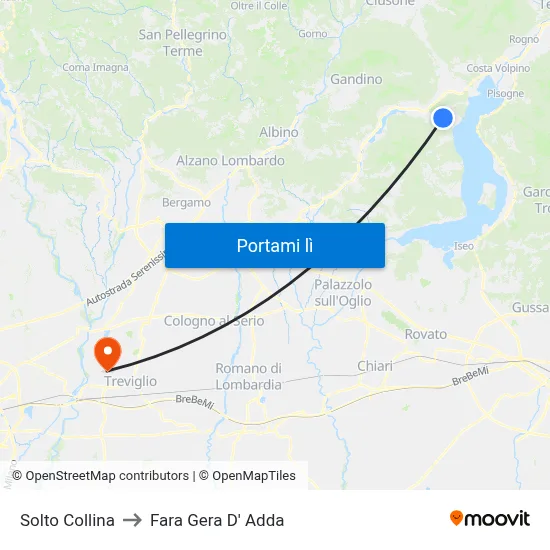 Solto Collina to Fara Gera D' Adda map