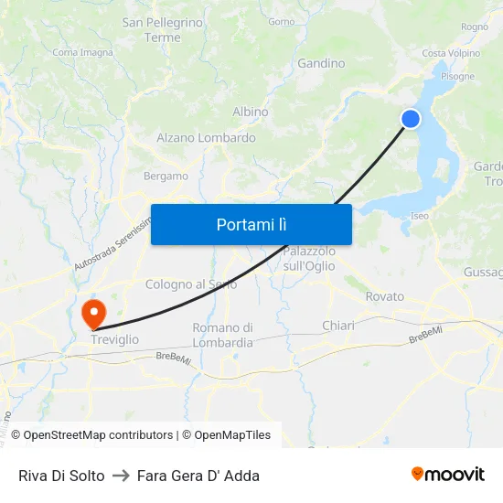 Riva Di Solto to Fara Gera D' Adda map