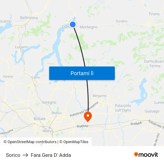 Sorico to Fara Gera D' Adda map