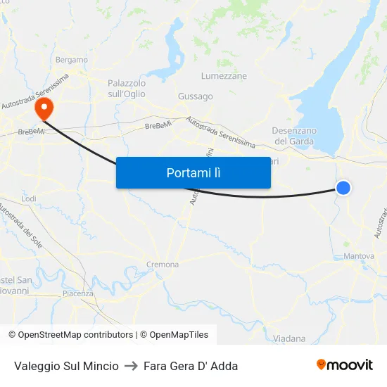 Valeggio Sul Mincio to Fara Gera D' Adda map
