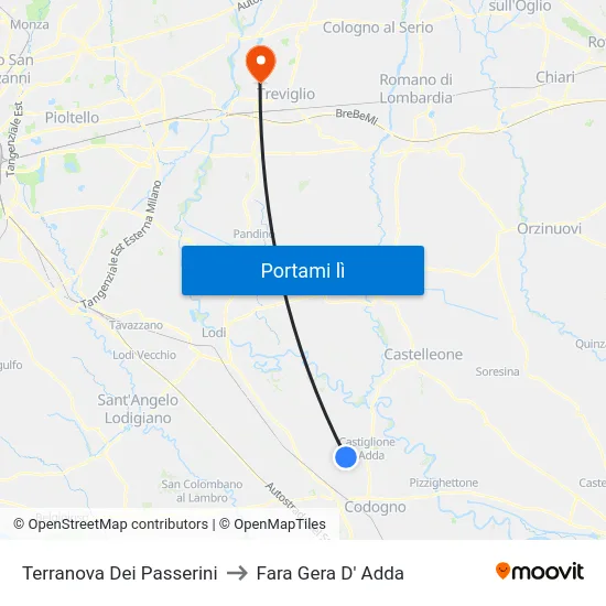 Terranova Dei Passerini to Fara Gera D' Adda map
