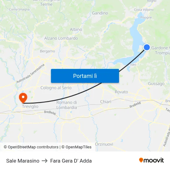 Sale Marasino to Fara Gera D' Adda map