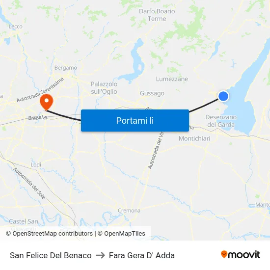 San Felice Del Benaco to Fara Gera D' Adda map