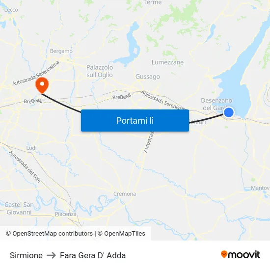 Sirmione to Fara Gera D' Adda map
