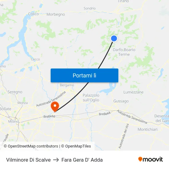 Vilminore Di Scalve to Fara Gera D' Adda map