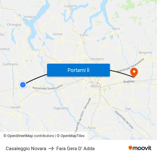 Casaleggio Novara to Fara Gera D' Adda map