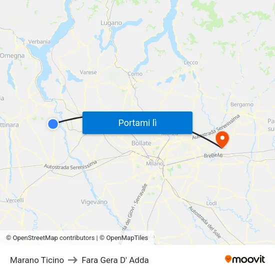 Marano Ticino to Fara Gera D' Adda map