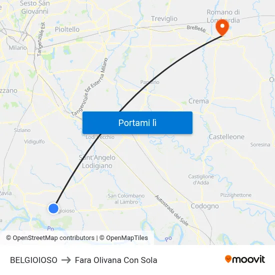BELGIOIOSO to Fara Olivana Con Sola map