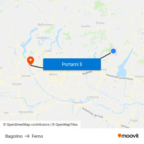 Bagolino to Ferno map