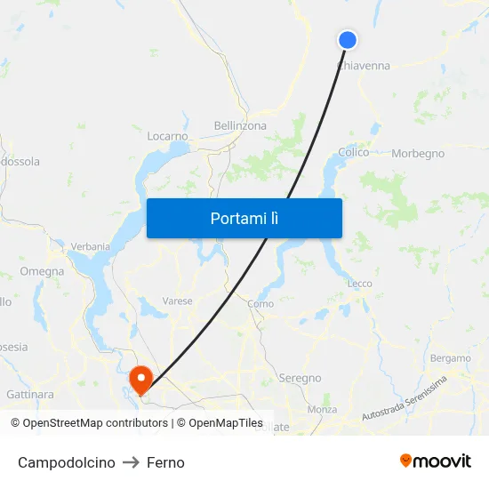 Campodolcino to Ferno map