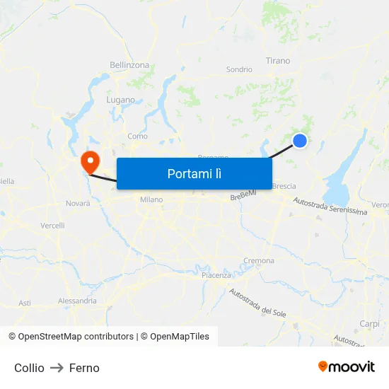 Collio to Ferno map