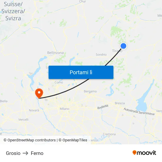 Grosio to Ferno map