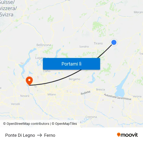 Ponte Di Legno to Ferno map