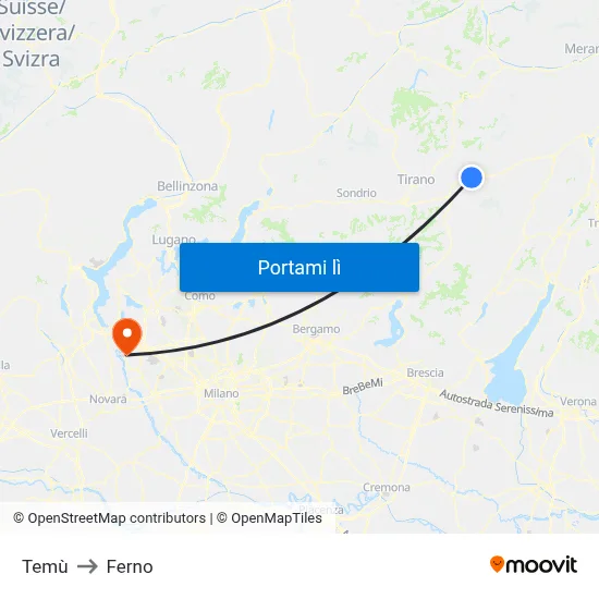 Temù to Ferno map