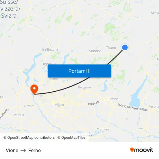 Vione to Ferno map