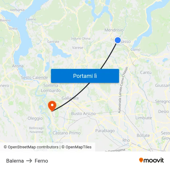 Balerna to Ferno map