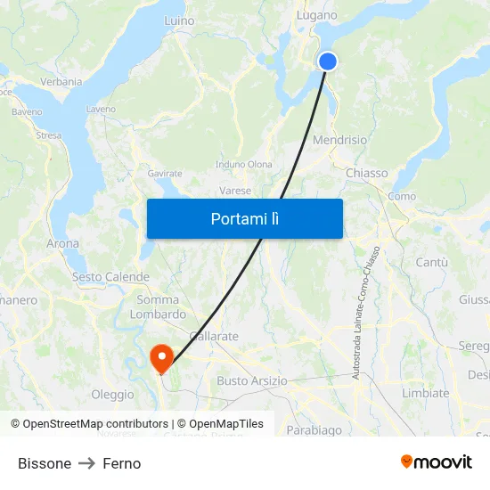 Bissone to Ferno map