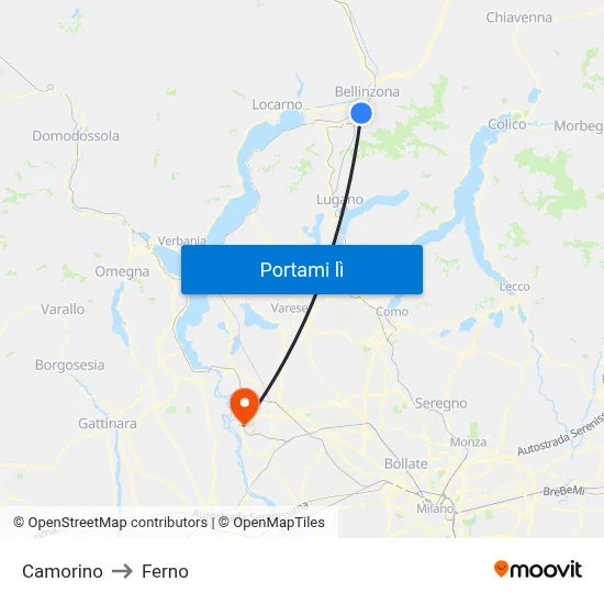 Camorino to Ferno map