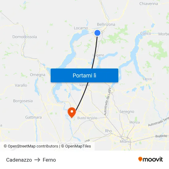 Cadenazzo to Ferno map