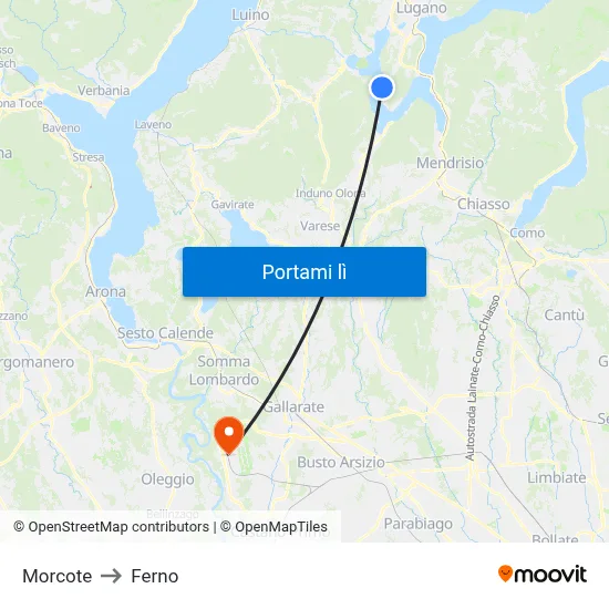 Morcote to Ferno map