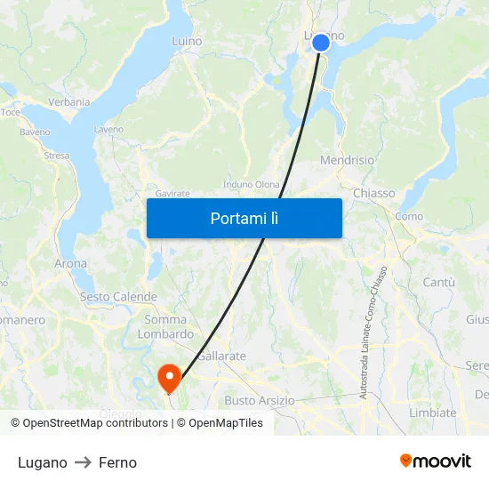 Lugano to Ferno map