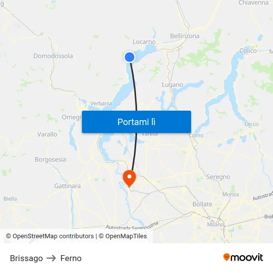 Brissago to Ferno map