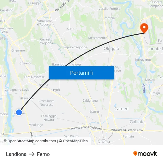 Landiona to Ferno map