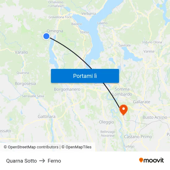 Quarna Sotto to Ferno map