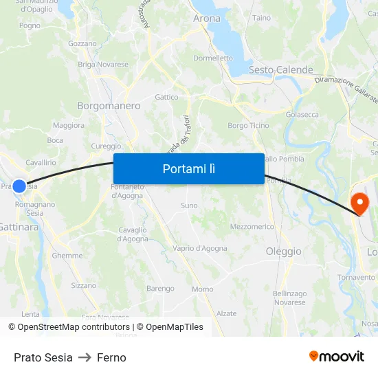 Prato Sesia to Ferno map