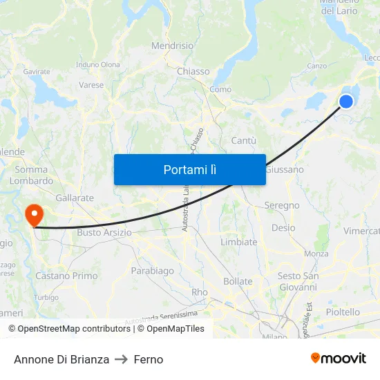 Annone Di Brianza to Ferno map