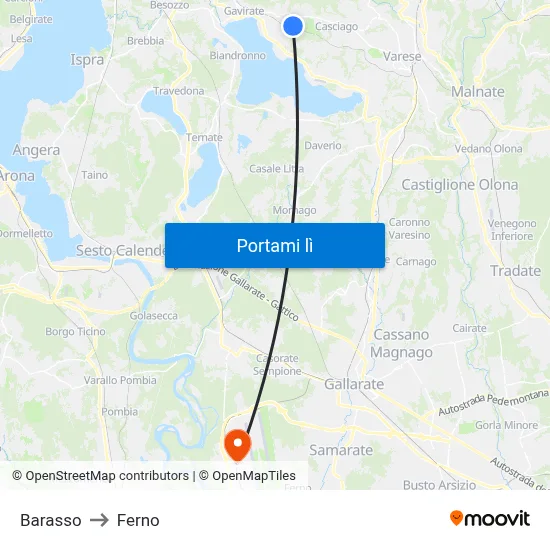 Barasso to Ferno map