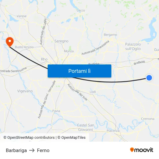 Barbariga to Ferno map