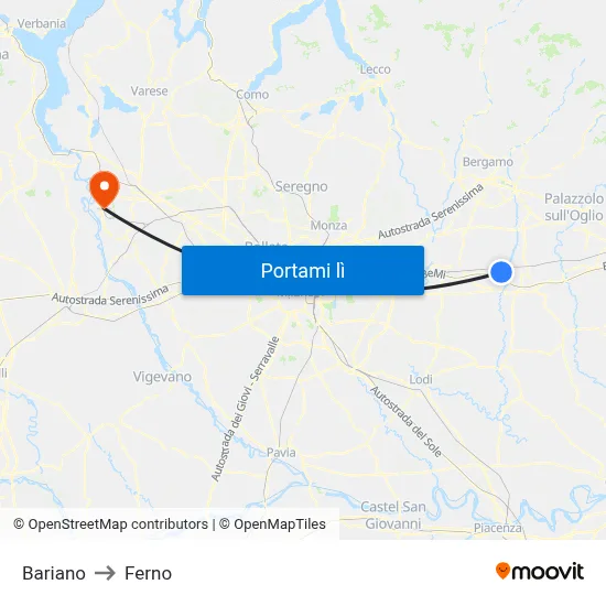 Bariano to Ferno map