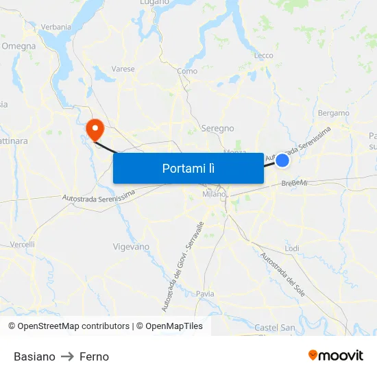 Basiano to Ferno map